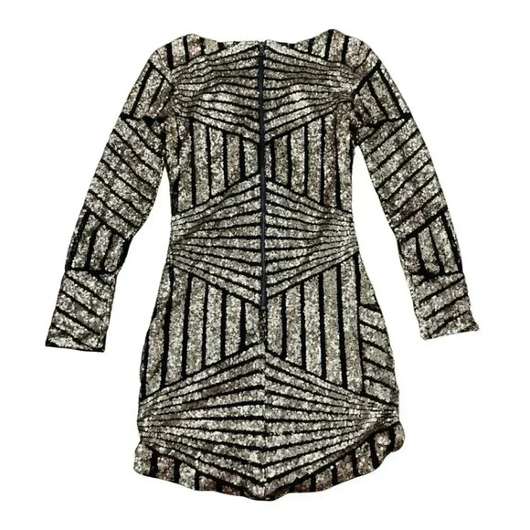 2/$12 Charlotte Russe Sequin Black And Gold Bodycon Dress Size XS Low Cocktail - Picture 2 of 10